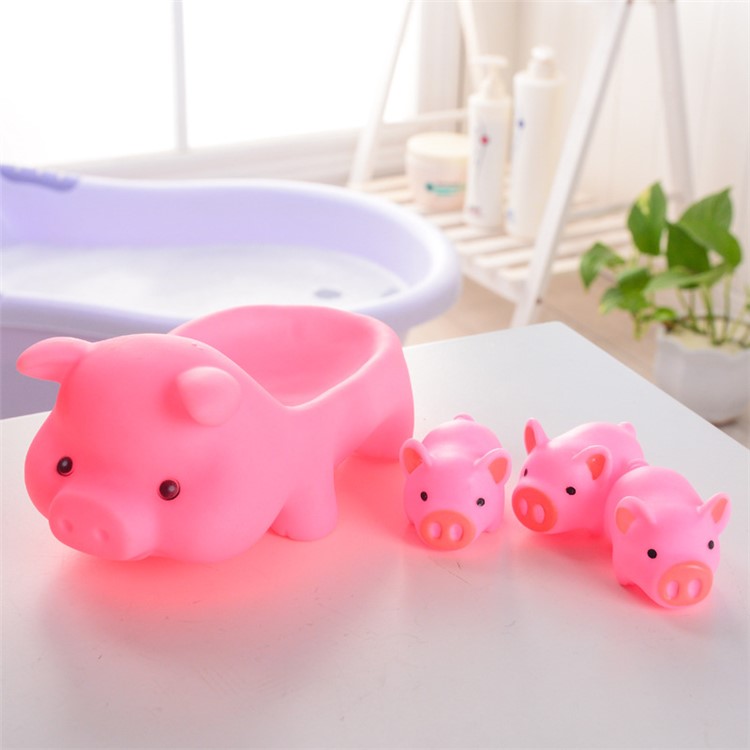 4Pcs/Set Baby Bath Toys Cute Soft Vinyl Float Squeeze Sound Squeaky Bathing Toys-1