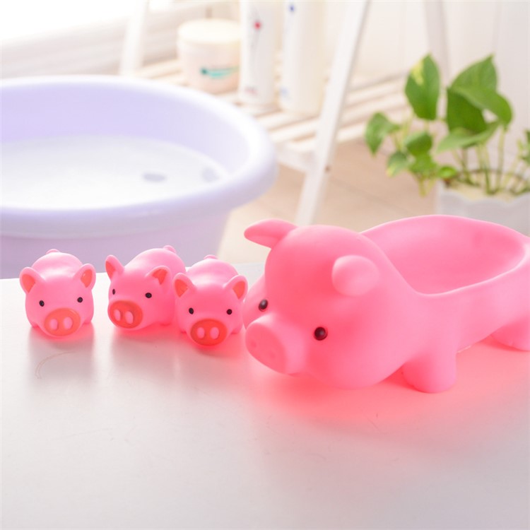 4Pcs/Set Baby Bath Toys Cute Soft Vinyl Float Squeeze Sound Squeaky Bathing Toys-2
