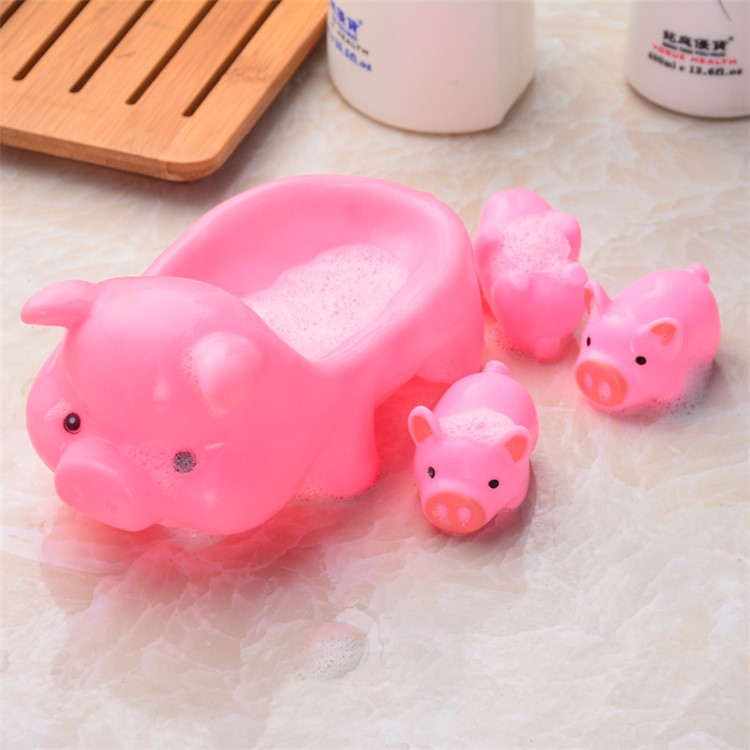 4Pcs/Set Baby Bath Toys Cute Soft Vinyl Float Squeeze Sound Squeaky Bathing Toys-3