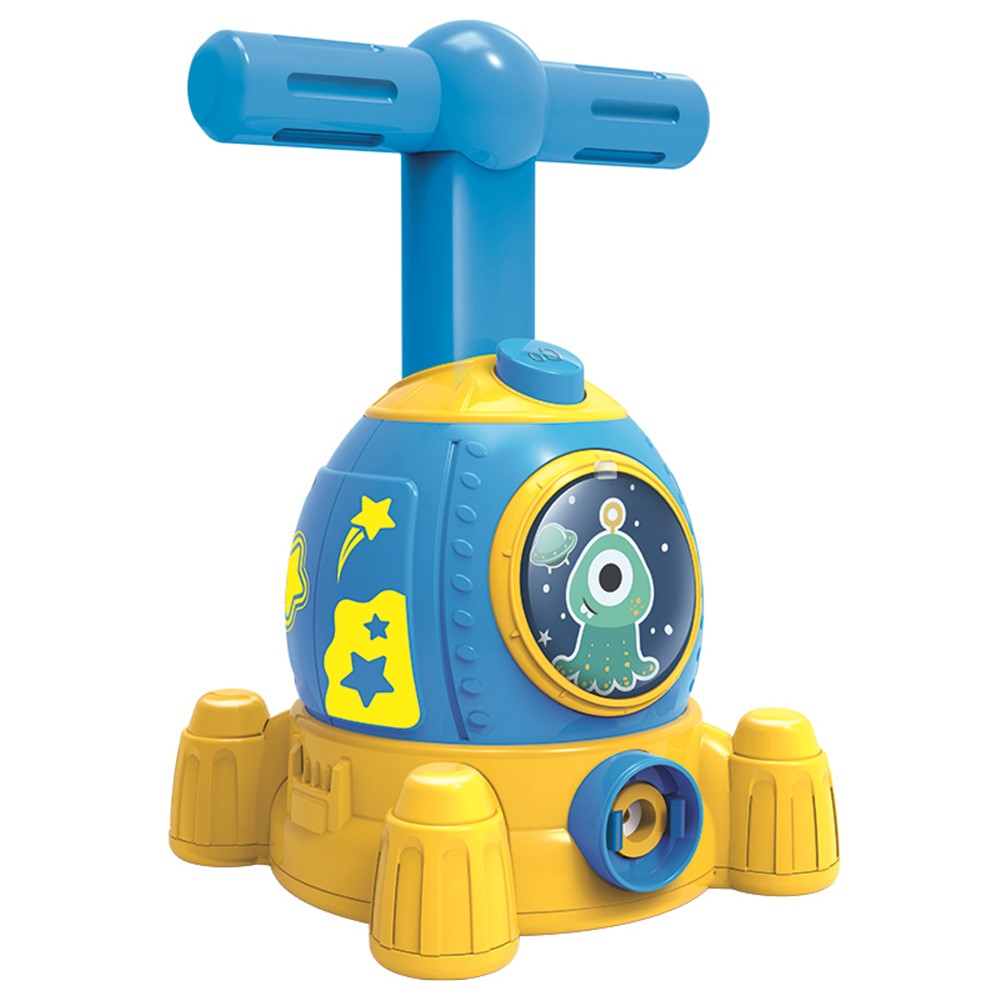 KB154 Educational Balloon Launch Tower Air Power Spaceship Car Kids Gift - Yellow/Blue-2