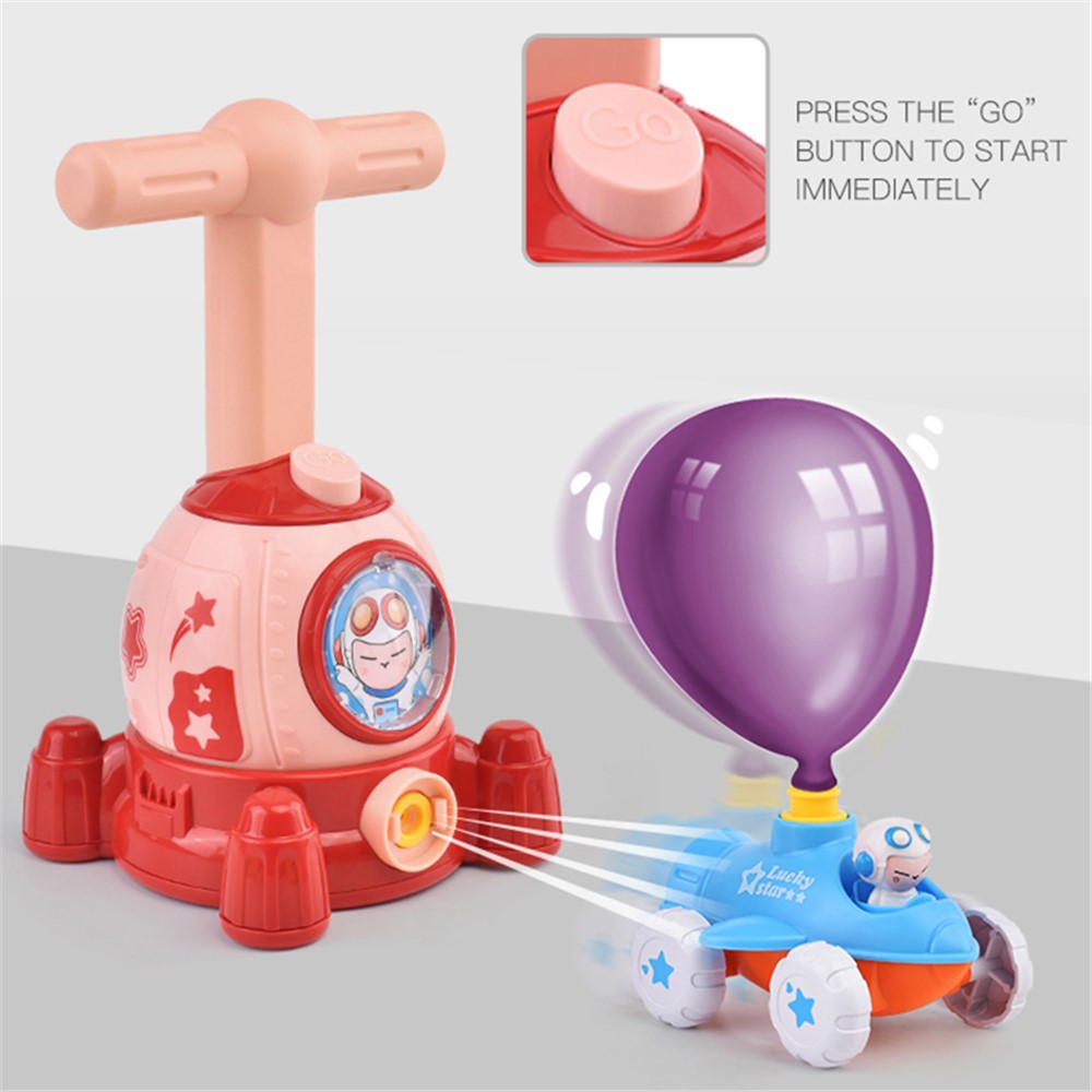 KB156 Cartoon Spaceship Balloon Launch Tower Air Power Balloon Car Kids Gift - Red-3