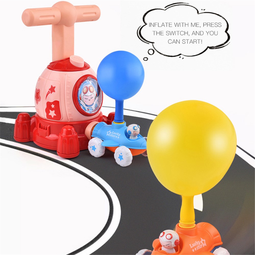 KB156 Cartoon Spaceship Balloon Launch Tower Air Power Balloon Car Kids Gift - Red-4