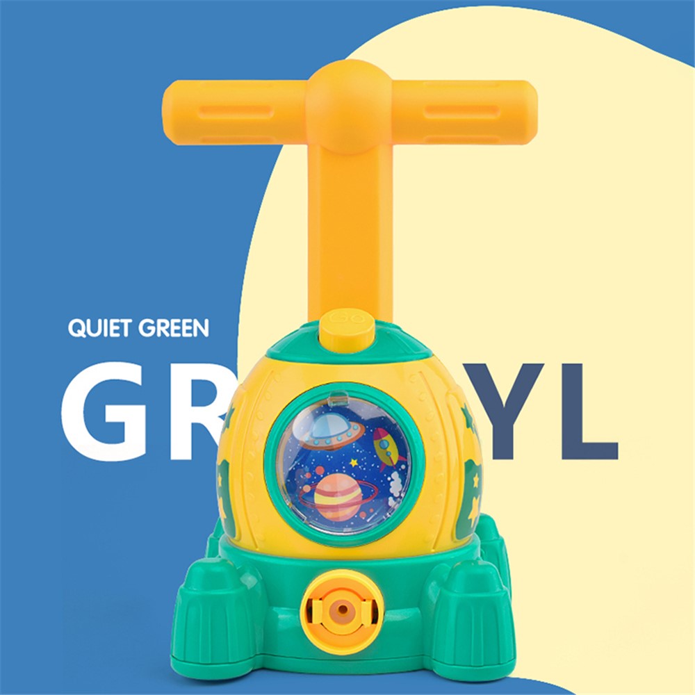 KB152 Spaceship Balloon Launch Tower Air Power Balloon Car Science Experiment Toy Children Gift - Yellow/Green-3