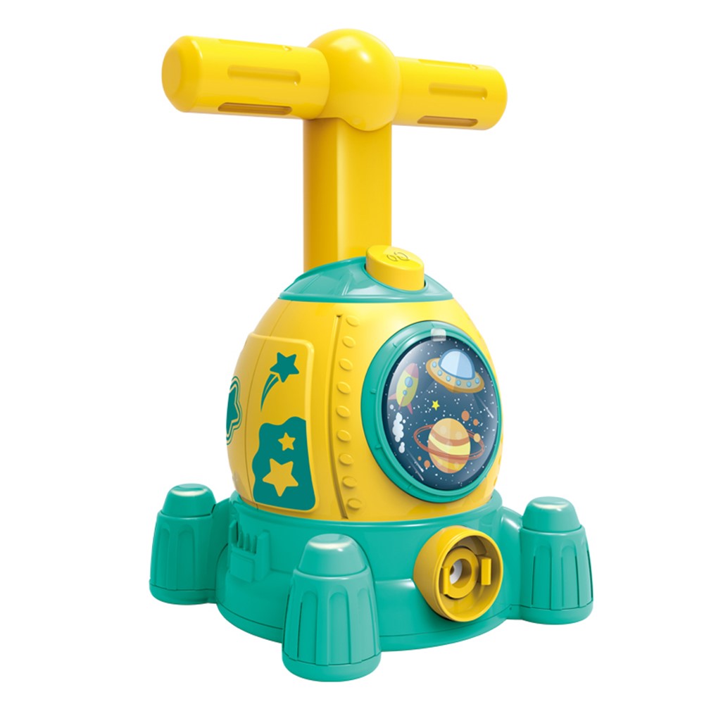 KB152 Spaceship Balloon Launch Tower Air Power Balloon Car Science Experiment Toy Children Gift - Yellow/Green-5