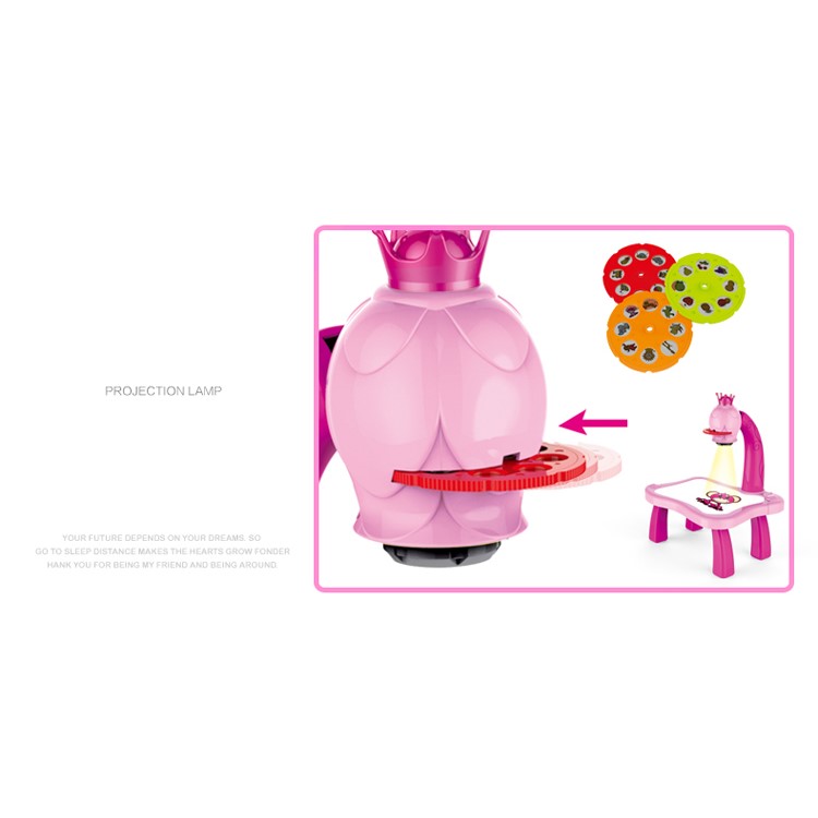 3 in 1 Drawing and Learning Projector Painting Toy for Kids with 7 Picture Discs - Pink-10