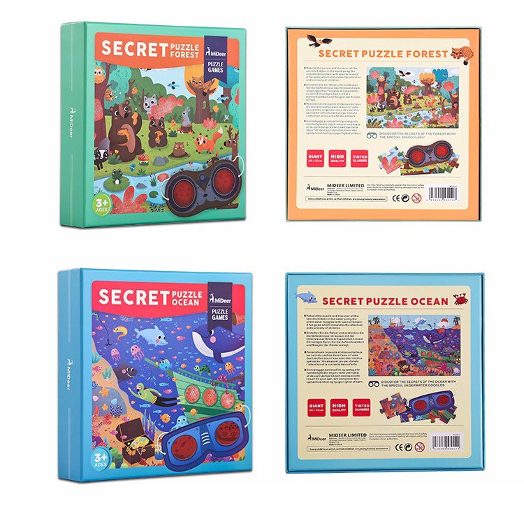 MIDEER Paper Jigsaw Puzzle Kids Educational Toy (35 Pieces) with Perspective Glasses - Forest-7