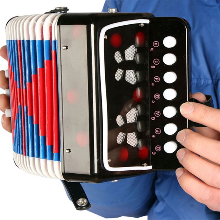 Children 7 Keys 2 Bass Mini Accordion Educational Musical Instrument Toy - Black-2