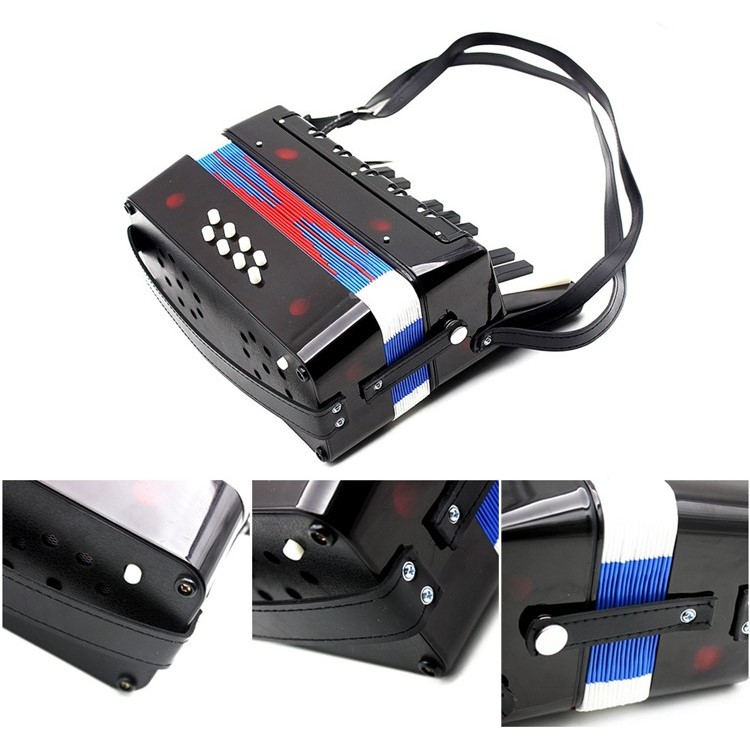 Children 7 Keys 2 Bass Mini Accordion Educational Musical Instrument Toy - Black-5