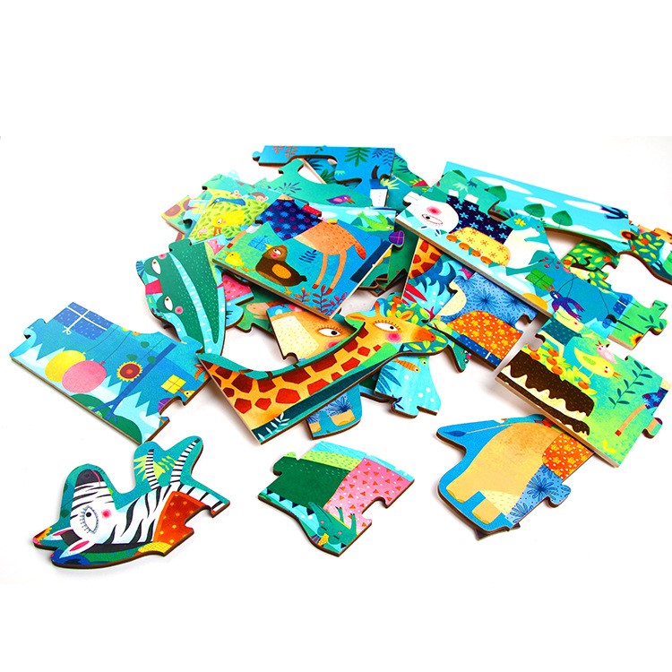 MIDEER Jungle Animal Wooden Floor Puzzle Jigsaw Intelligent Kids Toy Birthday Present-2