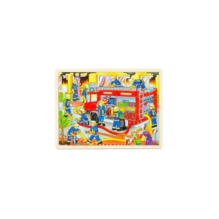 GOKI 48 Pieces Wooden Puzzle Educational Toys for Kids - Fire Engine-1
