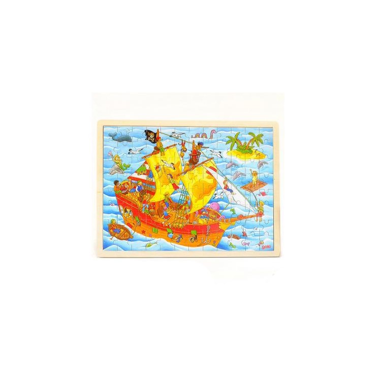 GOKI 96 Pieces Wooden Puzzle Educational Toys for Kids - Pirate Ship-1