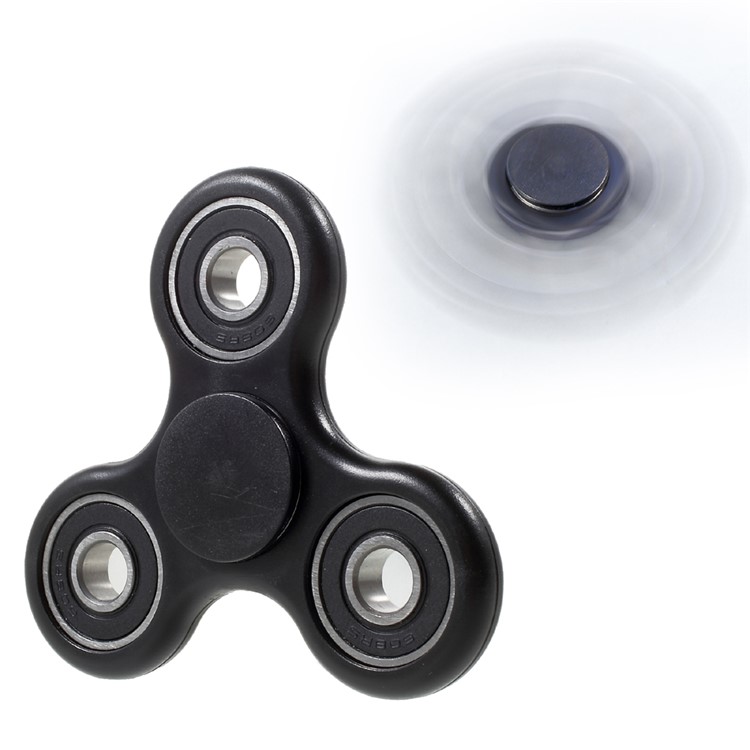 Tri Fidget Bearing Hand Finger Spinner EDC Toy for ADHD Autism - Black-1