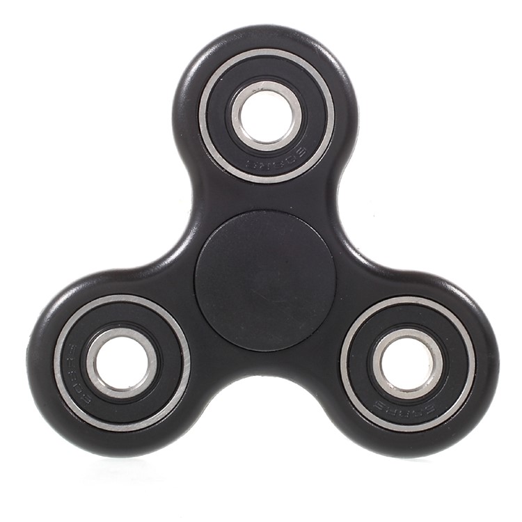 Tri Fidget Bearing Hand Finger Spinner EDC Toy for ADHD Autism - Black-2