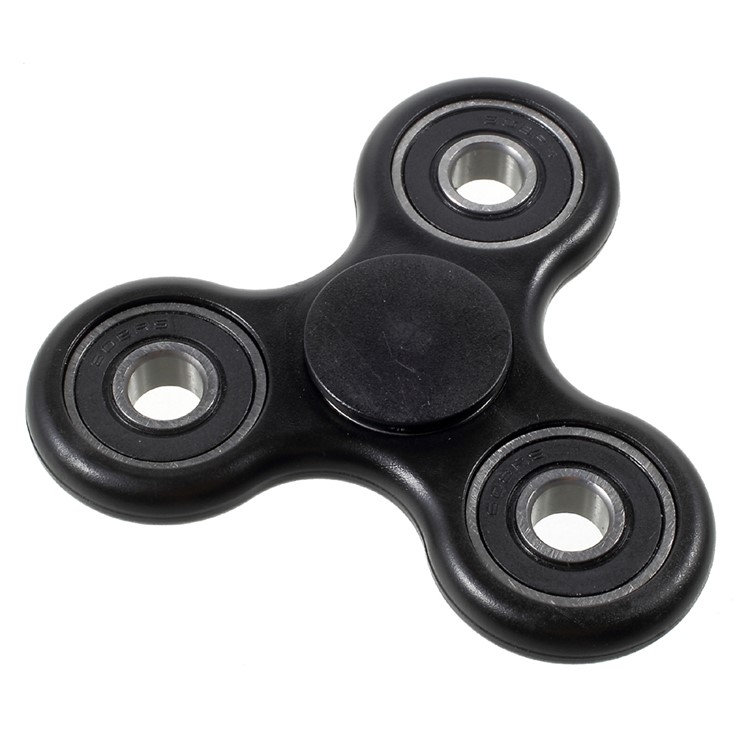 Tri Fidget Bearing Hand Finger Spinner EDC Toy for ADHD Autism - Black-4