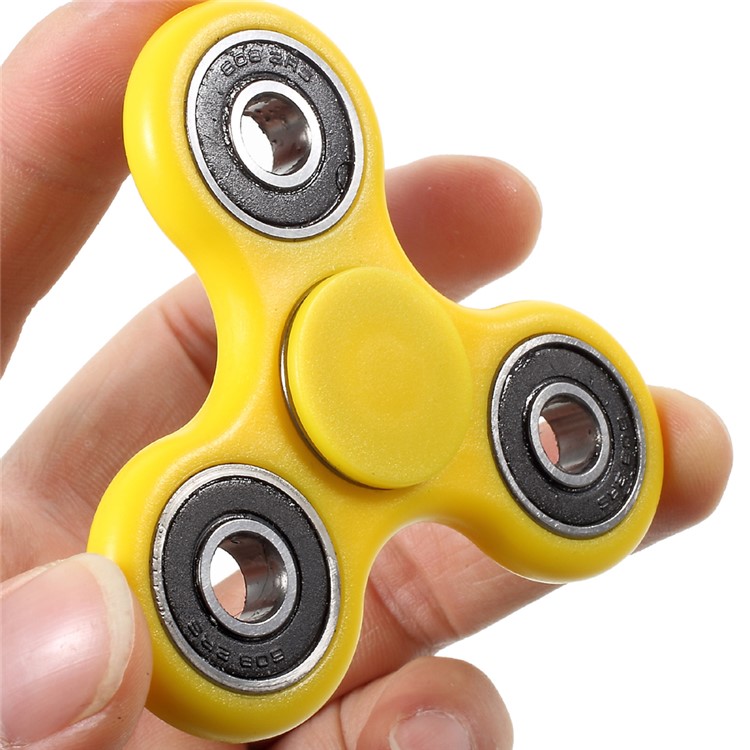Hand Finger Spinner Tri Fidget EDC Focus Toy for ADHD Autism - Yellow-3