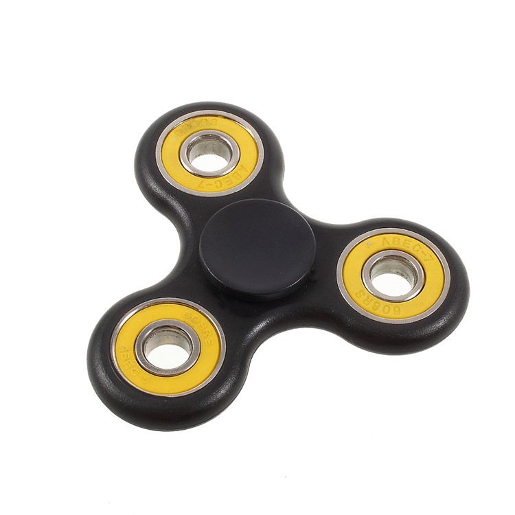 Tri Fidget Finger Spinner Bearing Hand EDC Toy for ADHD Autism - Yellow / Black-1