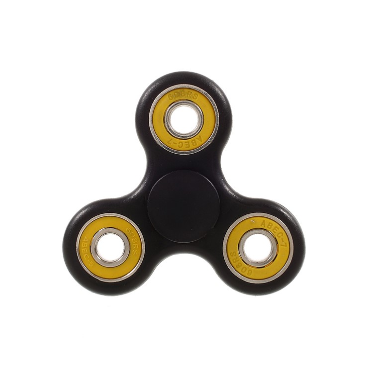 Tri Fidget Finger Spinner Bearing Hand EDC Toy for ADHD Autism - Yellow / Black-2