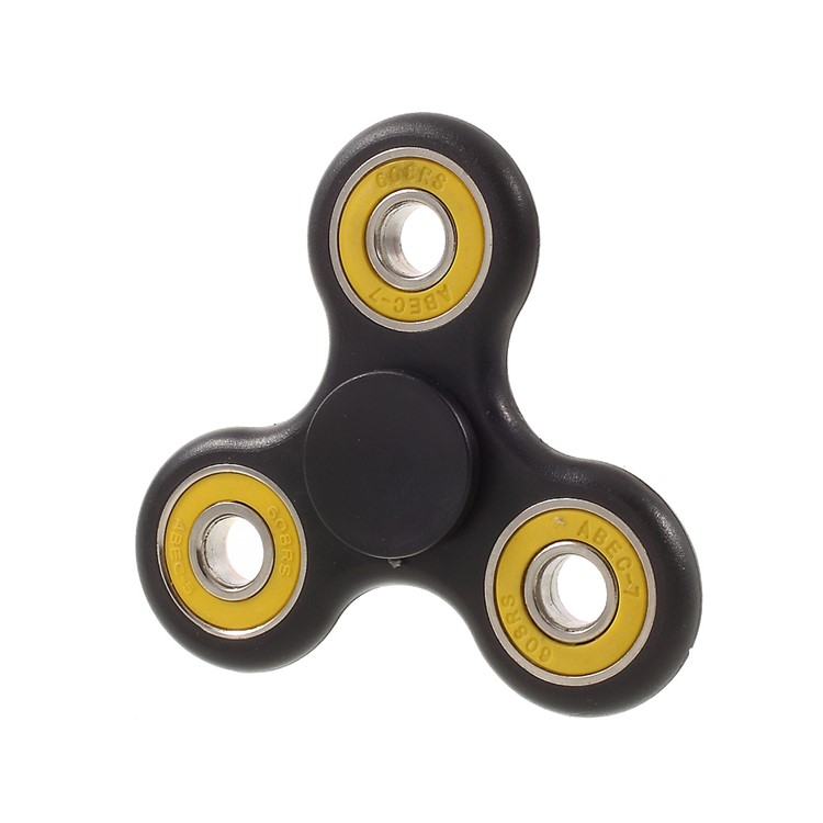 Tri Fidget Finger Spinner Bearing Hand EDC Toy for ADHD Autism - Yellow / Black-3