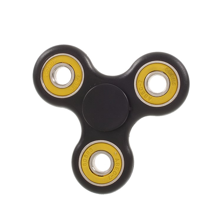 Tri Fidget Finger Spinner Bearing Hand EDC Toy for ADHD Autism - Yellow / Black-4