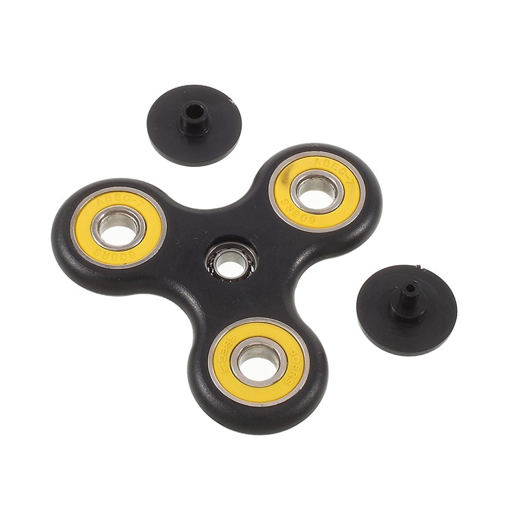 Tri Fidget Finger Spinner Bearing Hand EDC Toy for ADHD Autism - Yellow / Black-5