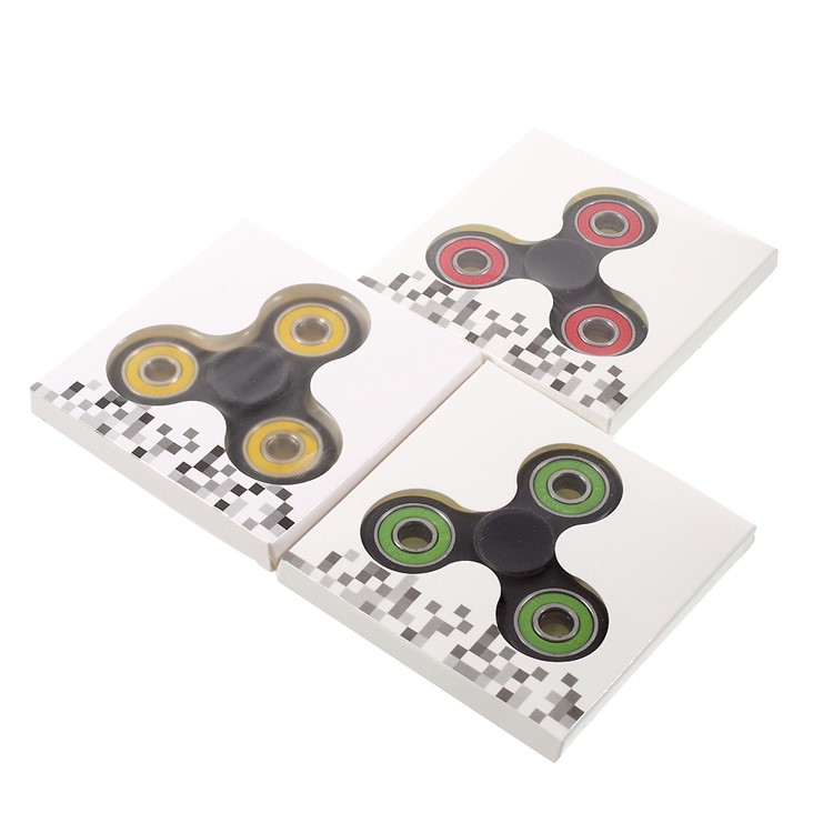 Tri Fidget Finger Spinner Bearing Hand EDC Toy for ADHD Autism - Yellow / Black-6