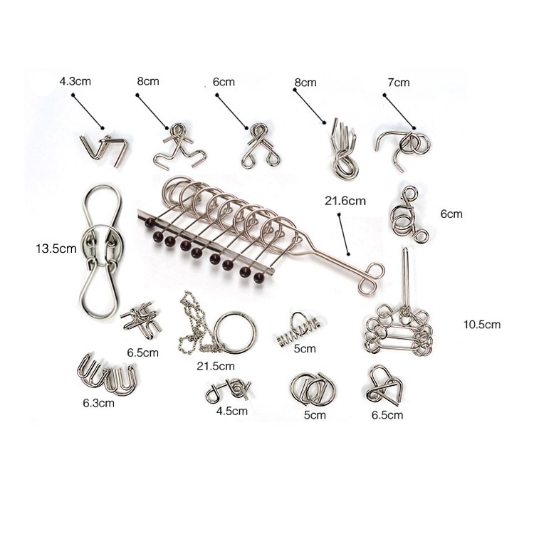 16pcs/set Chinese Classical Puzzle Toys Nine Interlinks Magic Metal Puzzle Set Educational Toys-3