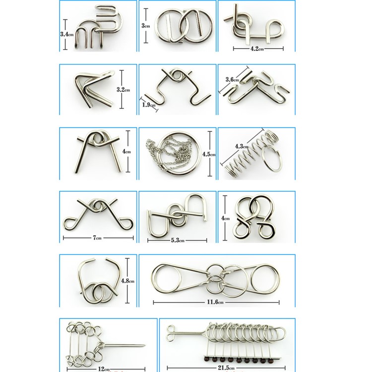 16pcs/set Chinese Classical Puzzle Toys Nine Interlinks Magic Metal Puzzle Set Educational Toys-4