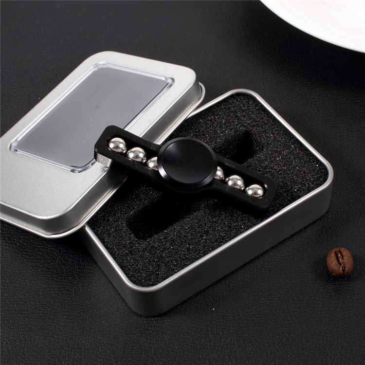 Aluminum Alloy Fidget Spinner Toy Hand Spinners with 6 Thumb Massaging Steel Balls - Black-1