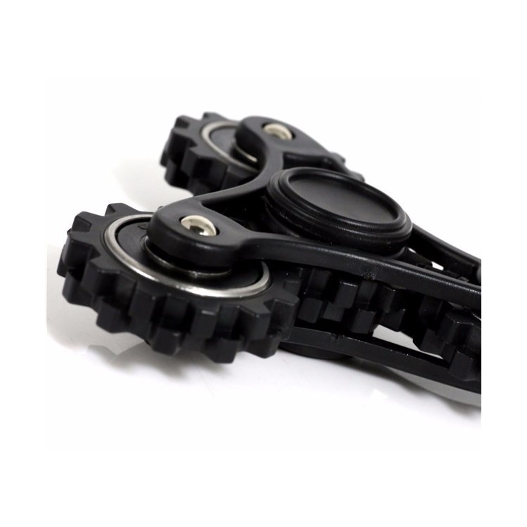 Gear Fidget Spinner Toy Fidget Tri-Spinner Toy Stress and Anxiety Relief Toy (CE) - Black / Silver Color-5