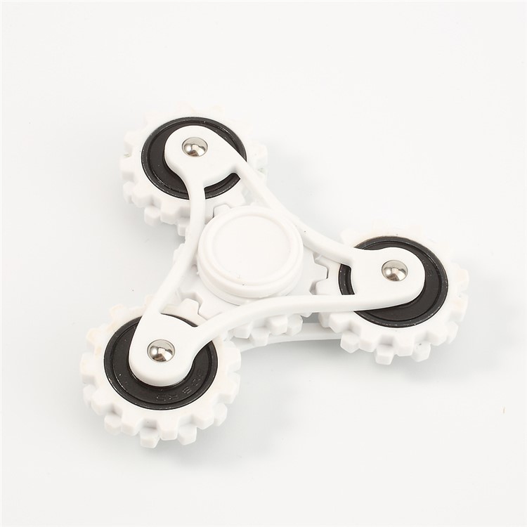 EDC Hand Spinner Gear Fidget Spinner Toy Fidget Tri-Spinner Stress and Anxiety Relief Toy (CE) - Black / White-4