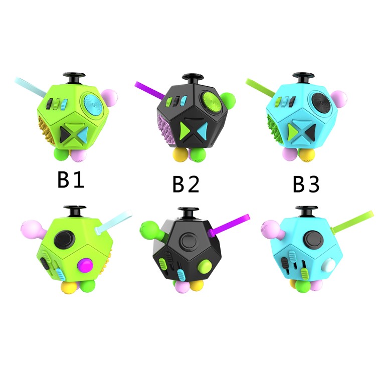 12 Sides Decompression Magic Cube for Fidget, Relieves Anxiety And Stress - Black + Orange-4