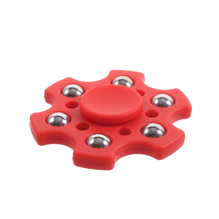Small Metal Balls Hand Spinner Fidget Hexagon Fingertip Gyroscope EDC Toy - Red-1