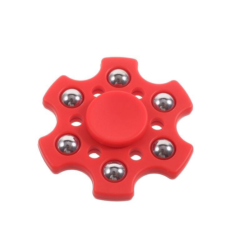 Small Metal Balls Hand Spinner Fidget Hexagon Fingertip Gyroscope EDC Toy - Red-2