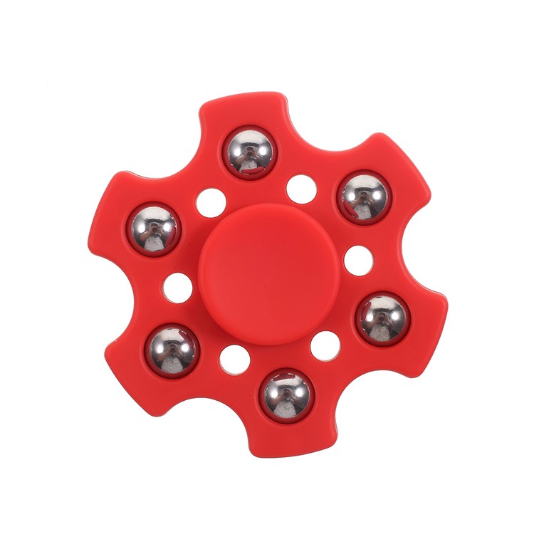 Small Metal Balls Hand Spinner Fidget Hexagon Fingertip Gyroscope EDC Toy - Red-3