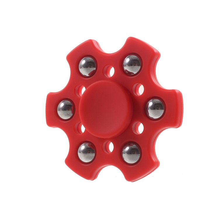 Small Metal Balls Hand Spinner Fidget Hexagon Fingertip Gyroscope EDC Toy - Red-4