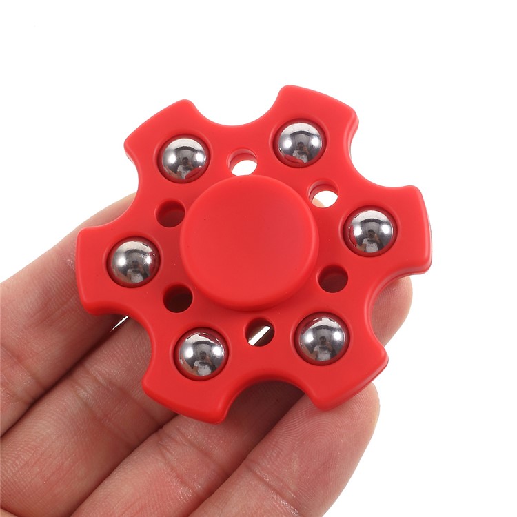 Small Metal Balls Hand Spinner Fidget Hexagon Fingertip Gyroscope EDC Toy - Red-6