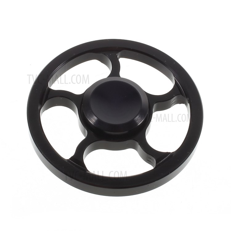 Wheel Pattern Metal Fidget Hand Spinner EDC Focus Toy for Anxiety and Stress Relief ADD ADHD - Black-1