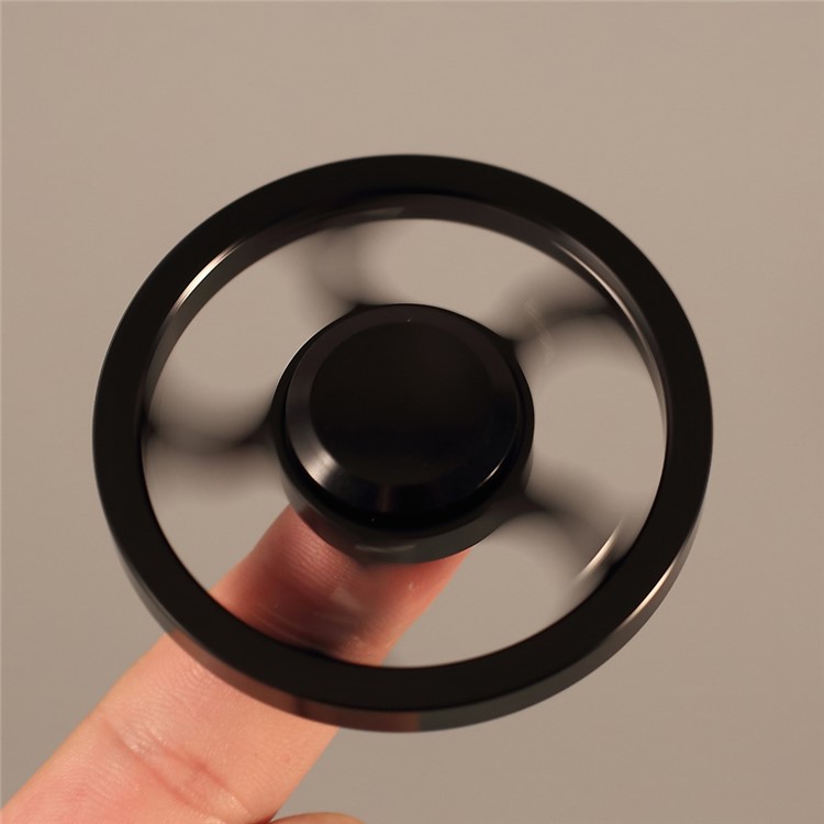 Wheel Pattern Metal Fidget Hand Spinner EDC Focus Toy for Anxiety and Stress Relief ADD ADHD - Black-6