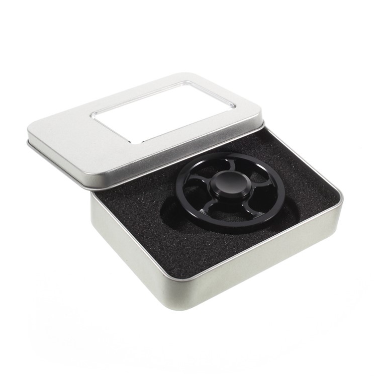 Wheel Pattern Metal Fidget Hand Spinner EDC Focus Toy for Anxiety and Stress Relief ADD ADHD - Black-8
