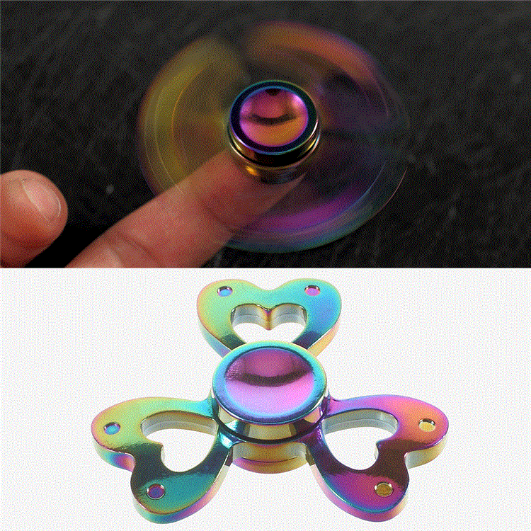 Colorful Heart Shape Metal Tri-Spinner Fidget Stress and Anxiety Relief Toy-1