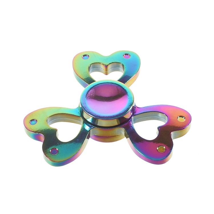 Colorful Heart Shape Metal Tri-Spinner Fidget Stress and Anxiety Relief Toy-2