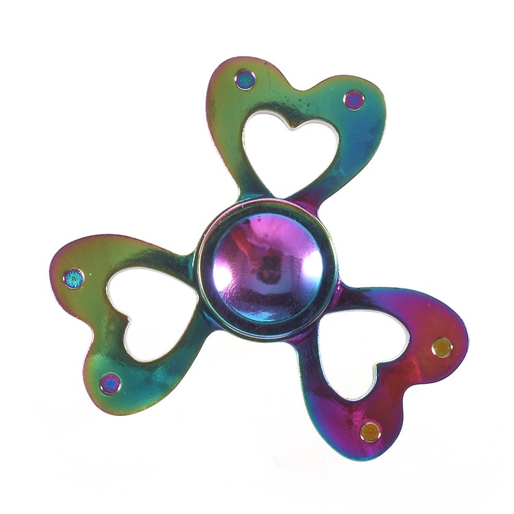 Colorful Heart Shape Metal Tri-Spinner Fidget Stress and Anxiety Relief Toy-3