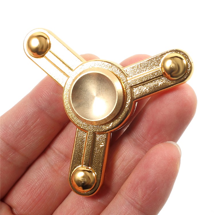 Metal Tri-Spinner Fidget Spinner EDC Focus Toy Fast Bearing - Gold-5