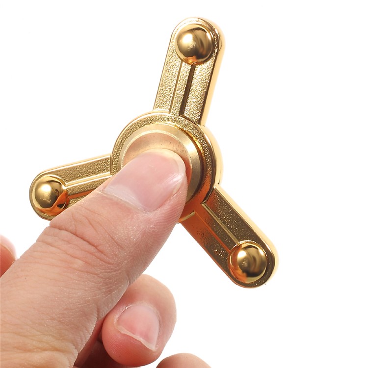 Metal Tri-Spinner Fidget Spinner EDC Focus Toy Fast Bearing - Gold-6