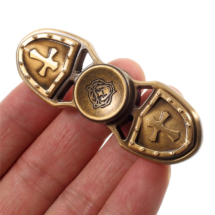 Cross Pattern Fidget Spinner EDC Toy Stress and Anxiety Relief Toy - Bronze-4
