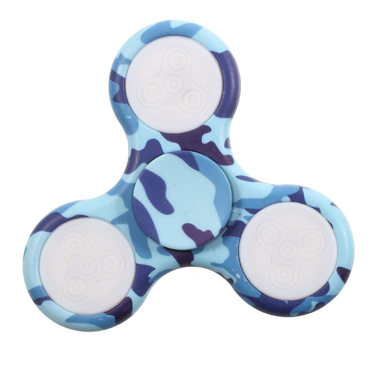 Camouflage Pattern LED Light Tri-Spinner Fidget Stress and Anxiety Relief Toy - Blue-3