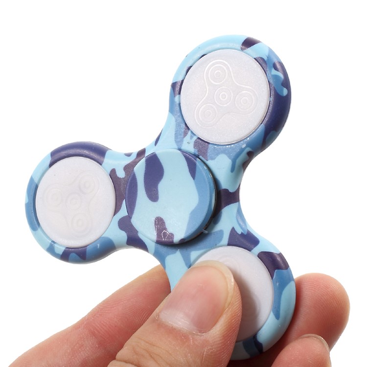 Camouflage Pattern LED Light Tri-Spinner Fidget Stress and Anxiety Relief Toy - Blue-4