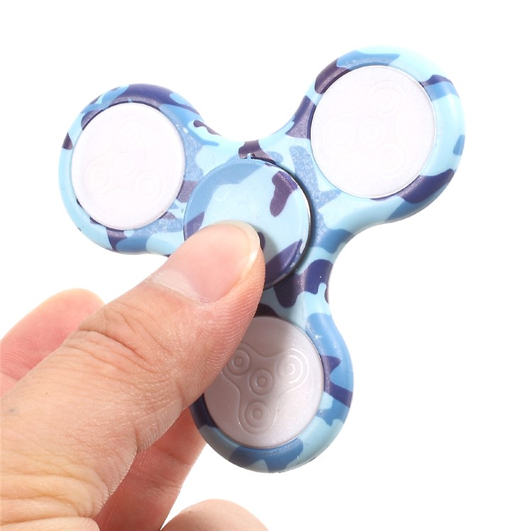 Camouflage Pattern LED Light Tri-Spinner Fidget Stress and Anxiety Relief Toy - Blue-6