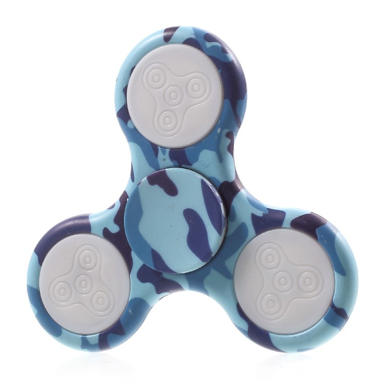 Camouflage Pattern LED Light Tri-Spinner Fidget Stress and Anxiety Relief Toy - Blue-7