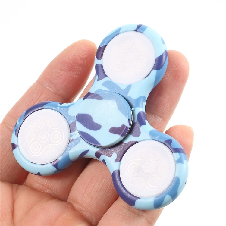 Camouflage Pattern LED Light Tri-Spinner Fidget Stress and Anxiety Relief Toy - Blue-8